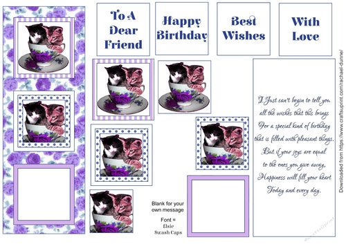 Purple Kitties in a Teacup (Happy Birthday)