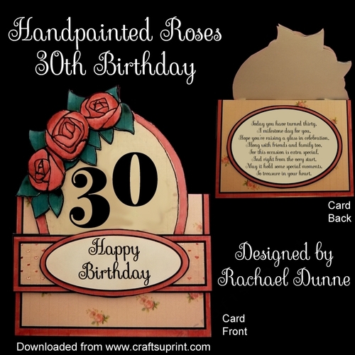 Handpainted Roses 30th Birthday