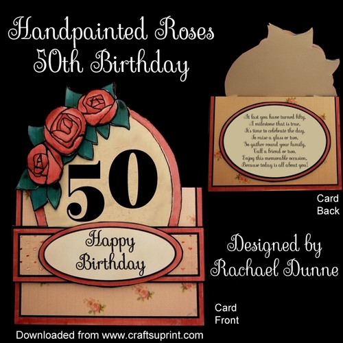 Handpainted Roses 50th Birthday