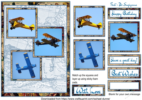 Bi-Plane Birthday 3 Squares