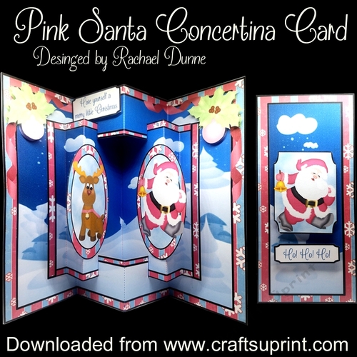 Pink Santa Concertina Card