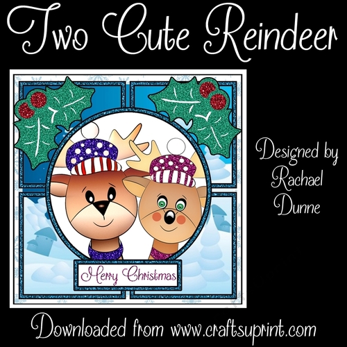 Two Cute Reindeer 6 Inch Square