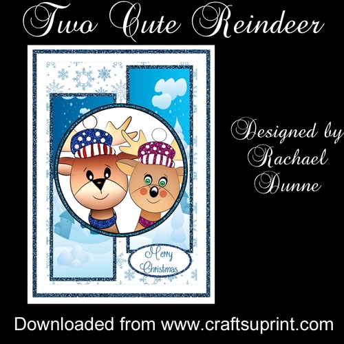 Two Cute Reindeer Two Long Panels