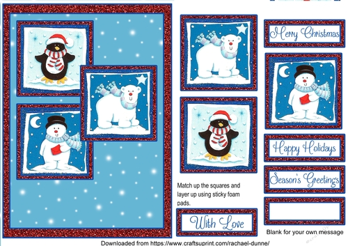 Snow Friends 3 Squares