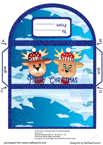 Two Cute Reindeer Money Wallet Blue