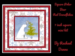 Square Polar Bear Red Snowflakes