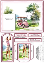 Golf Lady Pink Bookmark Card