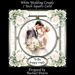 White Wedding Couple 7 Inch Square