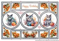 Blue Cats with Orange Flowers
