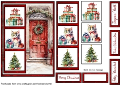 Simple Squares Christmas Kitten