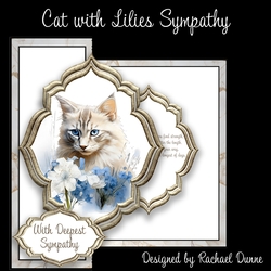 Cat with Lilies Fancy Frame Foldback