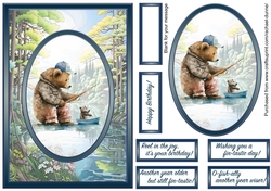 Daddy Bear Fishing Simple Oval