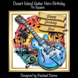 Desert Island Guitar Hero Happy Birthday 7in Square