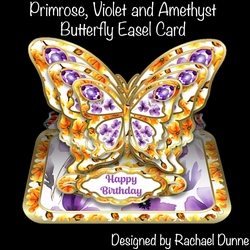 Primrose, Violet and Amethyst (February) Butterfly Easel Card