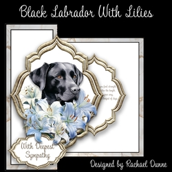 Black Labrador with Lilies Fancy Frame Foldback