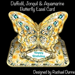 Daffodil, Jonquil & Aquamarine (March) Butterfly Easel Card