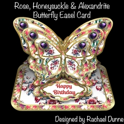 Rose, Honeysuckle & Alexandrite (June) Butterfly Easel Card