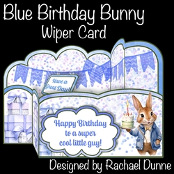 Blue Birthday Bunny Wiper Card