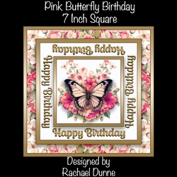 Pink Butterfly Birthday 7inch Square