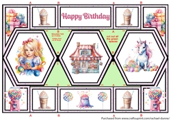 Magically Sweet Birthday Hexagon Shutter Card