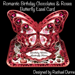Romantic Birthday Chocolate & Roses Butterfly Easel Card