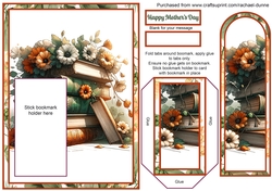 Books & Orange Flowers Mothers Day Bookmark Card