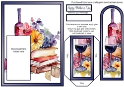 Wine and Books Mothers Day Bookmark Card