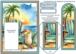 Cocktail on the Beach Mothers Day Bookmark Card