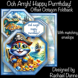 Ooh Argh! Happy Purrthday! Offset Octagon Card