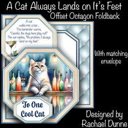 A Cat Always Lands on its Feet Offset Octagon Card