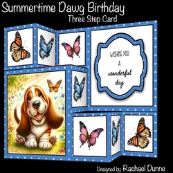 Blue Polka Dot Dog Three Step Card