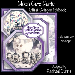 Moon Cats Party Offset Octagon Foldback Card