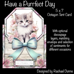 Have a Purrfect Birthday 5 x 7 Octagon Tent Card