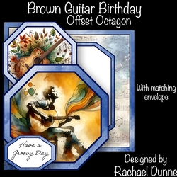 Brown Guitar Birthday Offset Octagon