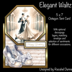Elegant Waltz 5 x 7 Octagon Tent Card
