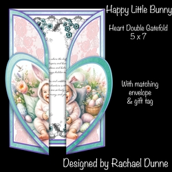 Happy Little Bunny Bunny Heart Shaped Double Gatefold 5 x 7