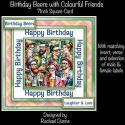 Birthday Beers with Colourful Friends 7 Inch Square