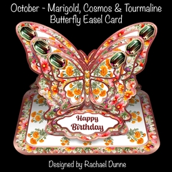 October - Marigold, Cosmos & Tourmaline Butterfly Easel Card