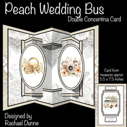 Peach Wedding Bus Concertina Card