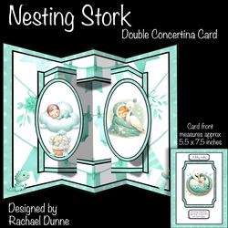 Nesting Stork Double Concertina Card