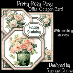Pretty Rosy Posy Offset Octagon Card