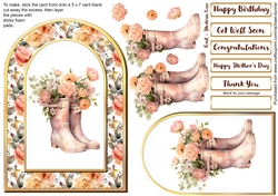 Floral Welly Boots Gold Arch 5 x 7