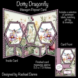 Dotty Dragonfly Hexagon Popout Card