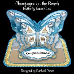 Champagne on the Beach Butterfly Easel Card