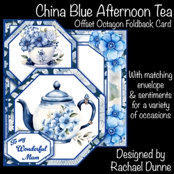 China Blue Afternoon Tea Offset Octagon Foldback Card