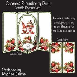 Gnomes Strawberry Party Gatefold Popout Card