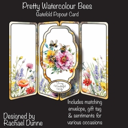 Pretty Watercolour Bees Gatefold Popout Card