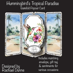 Hummingbirds Tropical Paradise Gatefold Popout Card