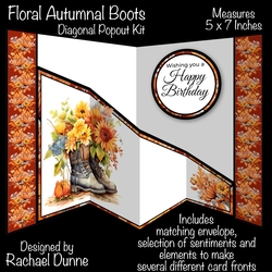 Floral Autumnal Boots Diagonal Popout Card