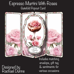 Espresso Martini With Roses Gatefold Popout Card